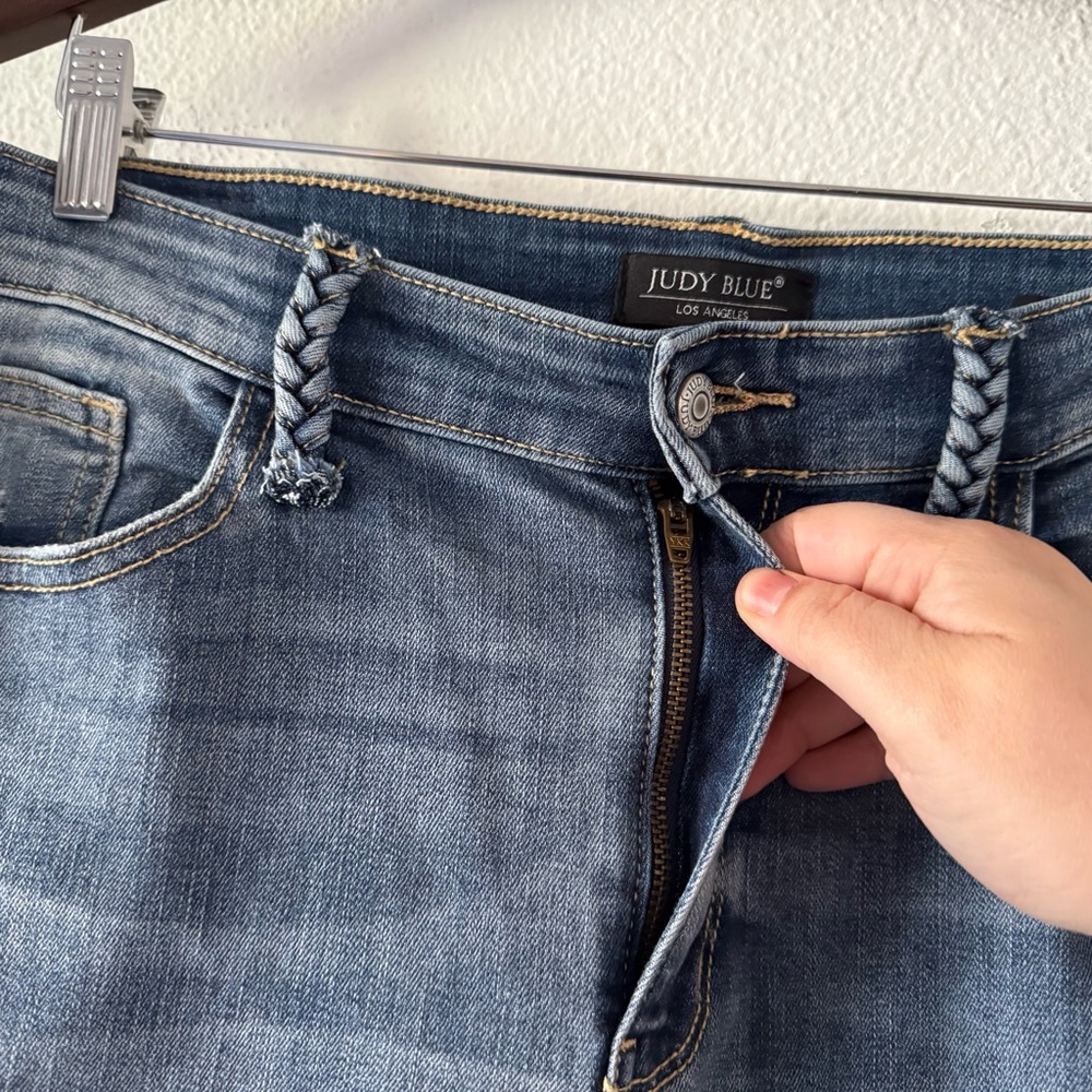 Judy Blue Slim Boot Jeans Stretch Braided Detail Plus Size 13/31 Classic Boho - Picture 6 of 15